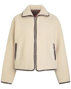 Rag & Bone Mai Whipstitch-Trimmed Fleece Jacket - Natural