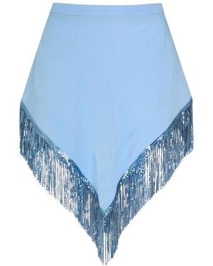 Rabanne Fringed Chains Asymmetric Woven Skirt - Blue