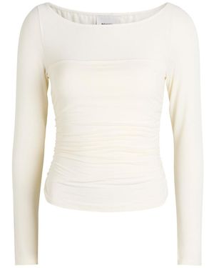 Reformation Julian Ruched Stretch-Knit Top - White