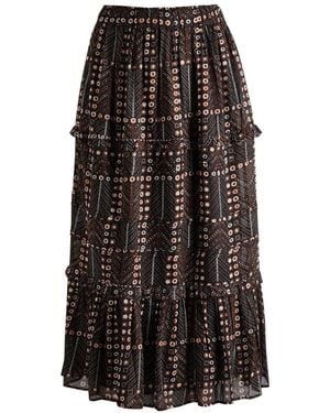 Isabel Marant Diya Printed Cotton Midi Skirt - Black