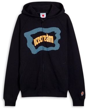 ICECREAM Block Logo Hooded Cotton Sweatshirt - Blue