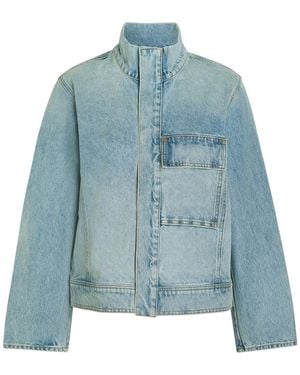 Nili Lotan Marilou High-Neck Denim Jacket - Blue