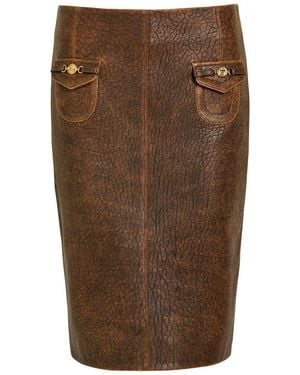 Chloé Leather Midi Skirt - Brown