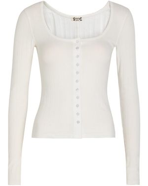 Free People End Game Pointelle Stretch-Cotton Top - White