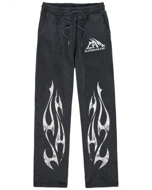 God Made Printed Straight-Leg Cotton Sweatpants - Gray
