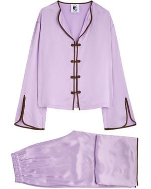 Sleeper Louis Satin Pyjama Set - Purple