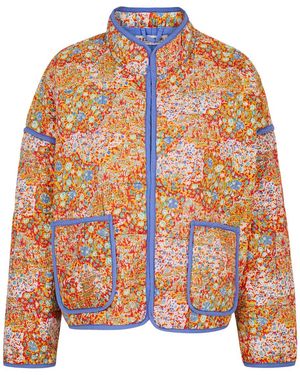 Free People Chloe Printed Quilted Cotton Jacket - Orange