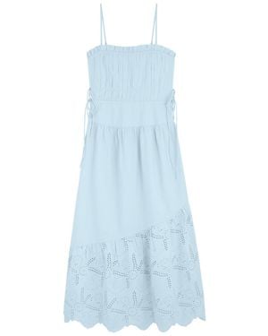 Damson Madder Kelia Pleated Cotton Midi Dress - Blue