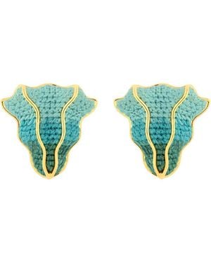 Maria Frering Resolução Embroidered-Plated Earrings - Green
