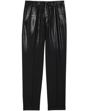 Maison Margiela Coated Straight-Leg Wool Trousers - Black