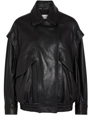 Nour Hammour Micah Grained Leather Jacket - Black
