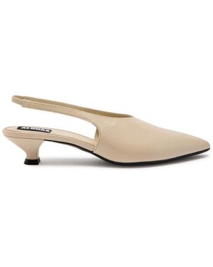 Alohas Eros 45 Glossed Leather Slingback Court Shoes - Natural