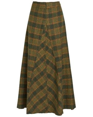 Our Legacy Rebel Checked Cotton Maxi Skirt - Green