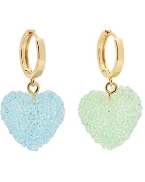 Crystal Haze Jewelry Jelly Heart 18Kt-Plated Hoop Earrings - Blue