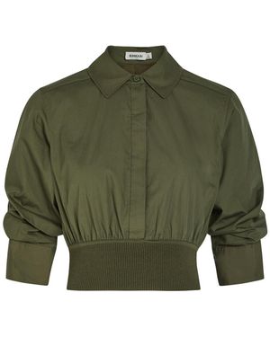 Jonathan Simkhai Stiles Cotton-Poplin Cropped Shirt - Green