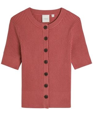 Varley Micha Ribbed Knit Cardigan - Red