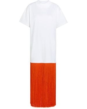 Alaïa Fringed Cotton T-Shirt - White