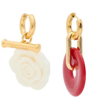 Timeless Pearly Mismatched 24Kt-Plated Hoop Earrings - White