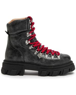 Ganni Leather Ankle Boots - Black