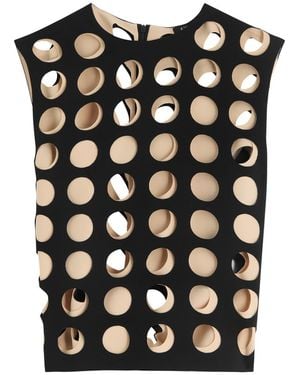 A.W.A.K.E. MODE Laser-Cut Cut-Out Crepe Top - Black
