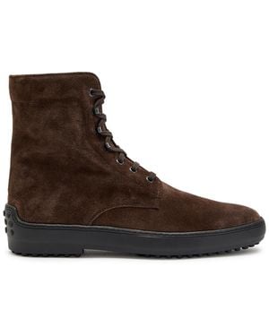 Tod's Winter Gommino Suede Ankle Boots - Brown