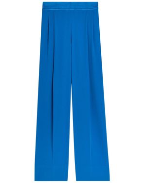 JOSEPH Cara Wide-Leg Crepe Trousers - Blue