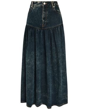 Ganni Denim Maxi Skirt - Blue