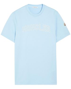 Moncler Logo-Print Cotton T-Shirt - Blue