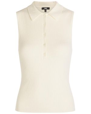 PAIGE Vest Ribbed Cotton-Blend Polo Top - Natural