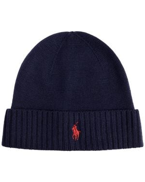 Polo Ralph Lauren Logo-embroidered Wool Beanie - Blue