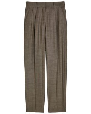 Blazé Milano Fox Pleated Straight-Leg Wool-Blend Pants - Natural
