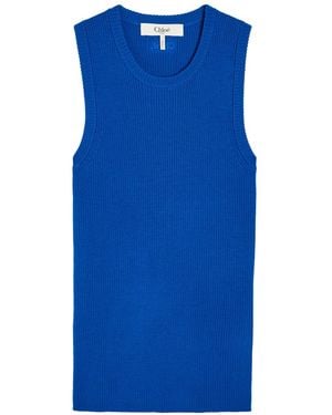 Chloé Ribbed Wool Tank Top - Blue