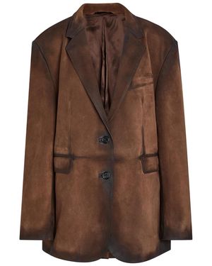 Acne Studios Distressed Suede Blazer - Brown