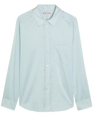 Blazé Milano Anabas Pinstripe Silk And Cotton-Blend Shirt - Blue