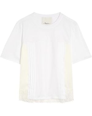 3.1 Phillip Lim Lace-Trim Satin And Cotton T-Shirt - White