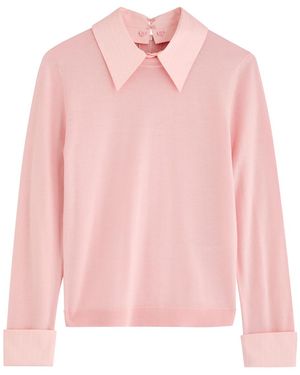 Alice + Olivia Porla Shirt-Effect Stretch-Wool Jumper - Pink