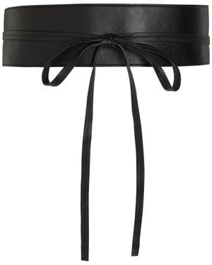 Eileen Fisher Wraparound Leather Obi Belt - Black