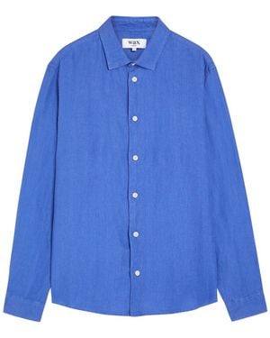 Wax London Dartford Linen Shirt - Blue