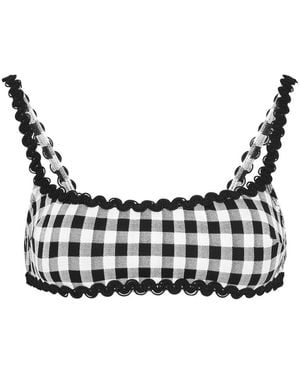 Leslie Amon Kendall Checked Bikini Top - Black