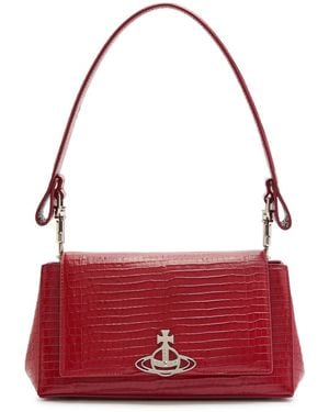 Vivienne Westwood Hazel Medium Crocodile-Effect Leather Shoulder Bag - Red
