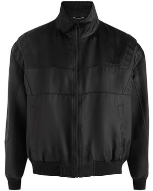 Saint Laurent Teddy Panelled Satin Bomber Jacket - Black