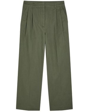 Anine Bing Belen Straight-Leg Twill Pants - Green