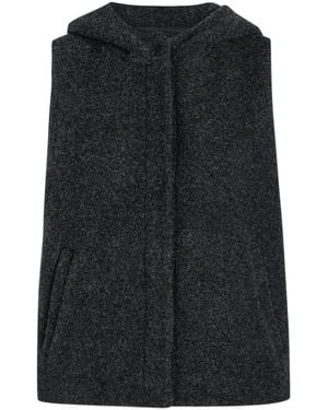 Eileen Fisher Hooded Bouclé Vest - Black