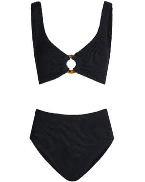 Hunza G Nadine Cut-Out Seersucker Bikini - Black