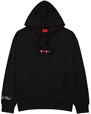 HUGO Deewax Embroidered Hooded Cotton Sweatshirt - Black