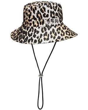 Ganni Print Cotton Bucket Hat - Black