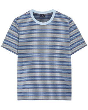 Paul Smith Striped Cotton-Blend T-Shirt - Blue