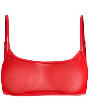 Dries Van Noten Cutie Stretch-Silk Chiffon Bra Top - Red