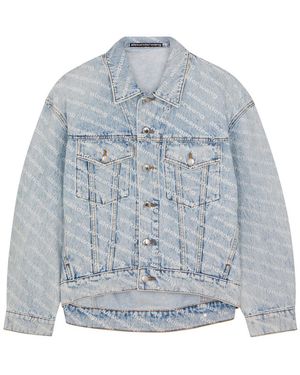 Alexander Wang Logo-Print Denim Jacket - Blue