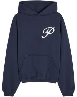 Picante Gallery Logo-Print Hooded Cotton Sweatshirt - Blue